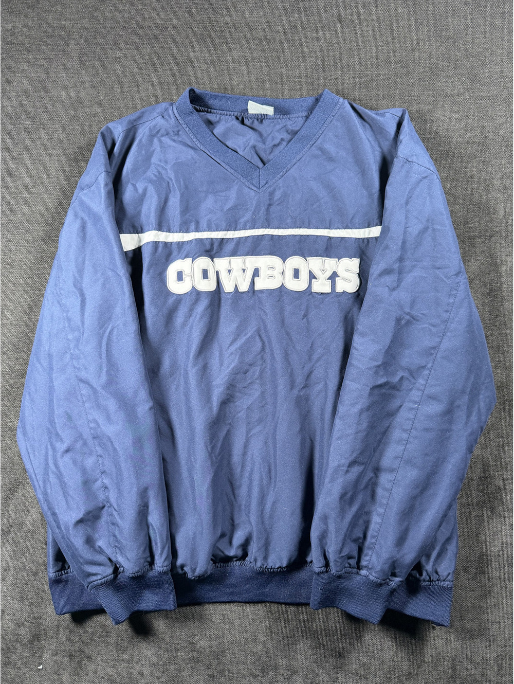 Cowboys Authentic Apparel Navy Blue Pullover Jacket Size L